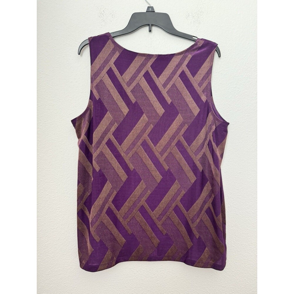 Chico's Traveler's 3 Women's Purple Shimmer Tank Top Shell Geometric  Zig Zag XL - Picture 3 of 9